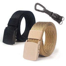 Lalacolorful Pack of 2 Nylon Belts, Men's Tactical Webbing Belt, Breathable Military Web Belt, Outdoor Belt with No Metal Buckle, Black and tan