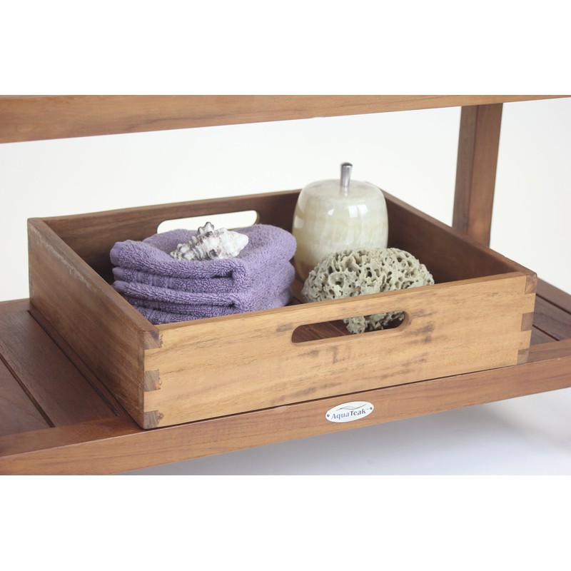 AquaTeak The Original Moa Teak Bench Large Storage Tray