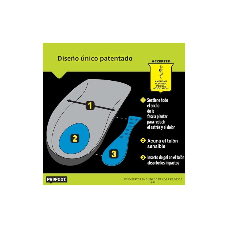 Fascitis Plantar de ortopedia Profoot, 8-13 para hombres, 1 par