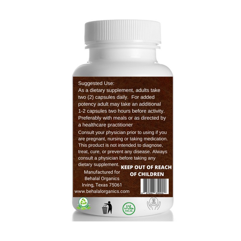 Behalal Organics Kalawalla Root 500mg Vegan Capsules 100 Count