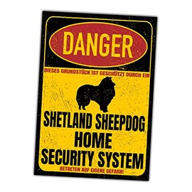 Sheltie Shetland Sheepdog Sign Danger Security System Door Sign Dog Sign Warning Sign Dog Safety Sign Dog Private Property Dog Warning Warning