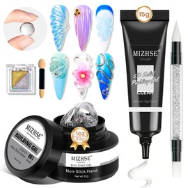 MIZHSE 30g Solid Builder Gel for Nails and 15g 3D Nail Gel, Clear Hard Gel for Nails Sculpting Gel for Nails Art Soak Off U V LED Nail Builder Gel for Nail Salon Home DIY Woman
