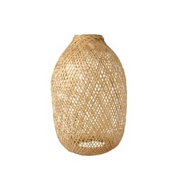 Bamboo Bulb Guard Lamp Cage for Pendant Lights, Rustic Vintage Bamboo Lamp Guard, Bamboo LAMP Shade with a FREE DIMMABLE 40W LED BULB, D8.7 xH15.7, Natural