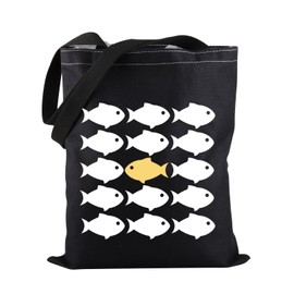 PWHAOO Fishes Tote Bag Be Different Tote Bag Swim Against The Current Gift Fish Lover Gift, Fishes Tote