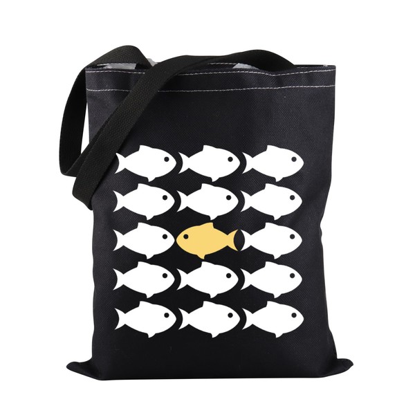 PWHAOO Fishes Tote Bag Be Different Tote Bag Swim Against