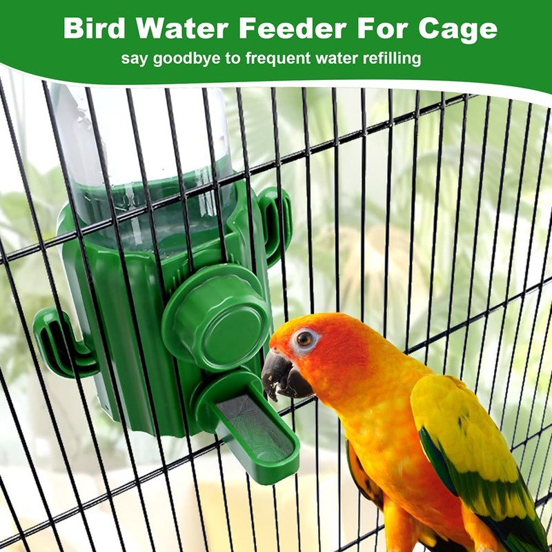 Automatic Bird Cage Water Dispenser - Cactus No-Spill Feeder for