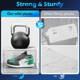 caktraie 10 Pack Thicken Shoe Organizer Stackable,Upgraded Sturdy Shoe Storage Box with Magnetic Door,Shoe Containers For Sneaker Display,Hat Organizer,White