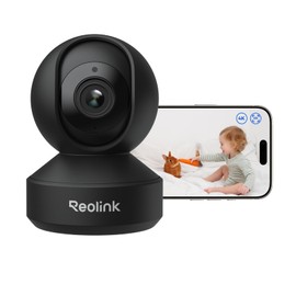 Reolink Indoor WiFi Security Camera, 3X Optical Zoom Baby Monitor with Human/Animal Detection, 2.4/5 GHz WiFi, Auto Tracking, E1 Zoom Black
