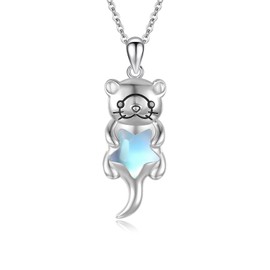 TRISHULA Animal Necklace 925 Sterling Silver Fox/Dolphin/Snake Pendant Moonstone / Crystal / Zirconia Necklace Animal Pendant, Sterling Silver