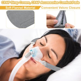 2 Pack CPAP Strap Covers, Reusable CPAP Headgear Strap Pads, CPAP Face Pads, Soft Flannel Cover for Most CPAP Headgear Straps, Protects Face to Reduce Red Marks (Light Gray)