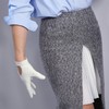 DooWay Women Real Leather Driving Gloves White Open Back Touchscreen