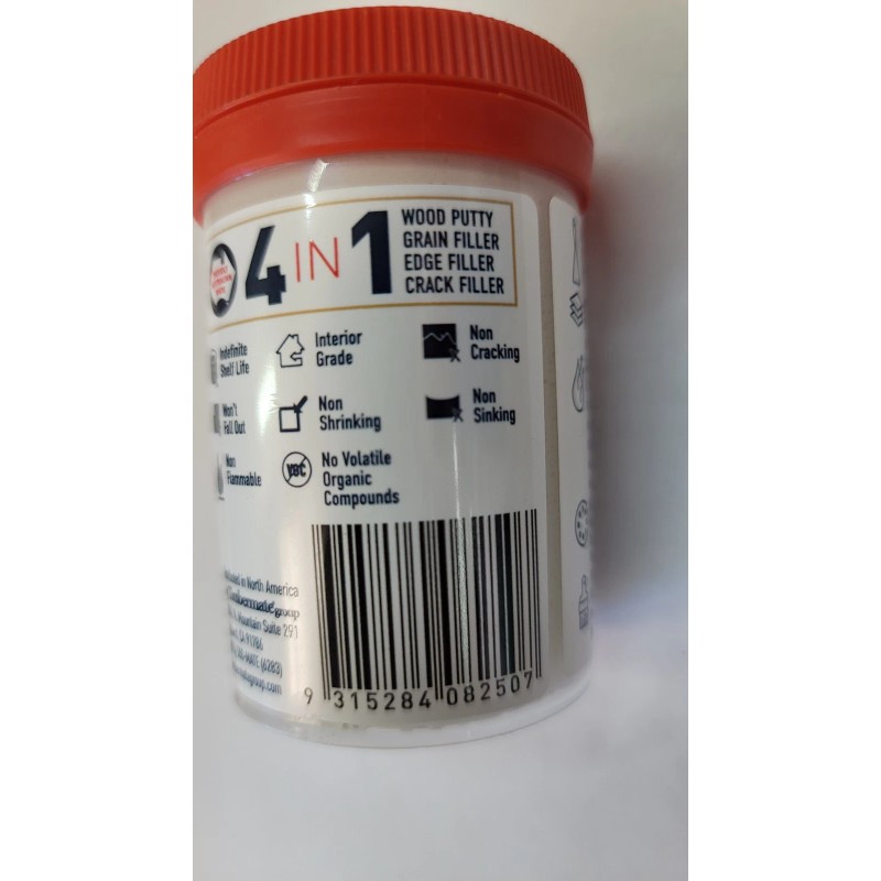 Timbermate Wood Filler, AWH25, White, 8 oz jar, Water Based