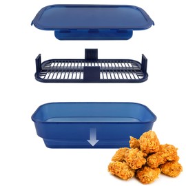 COOK WITH COLOR Collapsible Batter Bowl - Mess Free Breading Shaker Container - Great for Fried Fish, Fried Chicken, Onion Rings, Wings & More, Navy