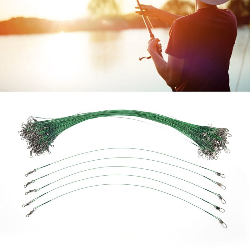 Fishing Wire Leader, Swivels Snap 100PCS Protective Fishing Leader for