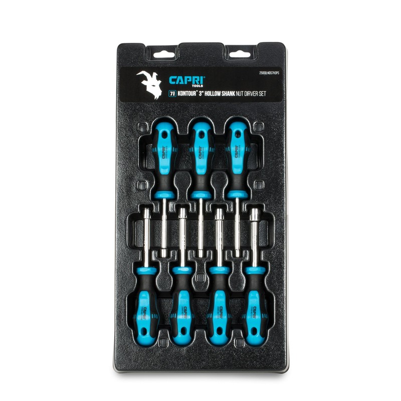 Capri Tools Kontour Nut Driver Set, 3-Inch Hollow Shaft, SAE,