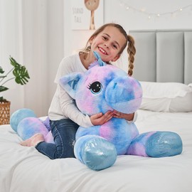 MorisMos Large Unicorn Plush Toy XXL 80 cm Lilac Soft Giant Unicorn Stuffed Toy Gifts Girls Birthday Christmas