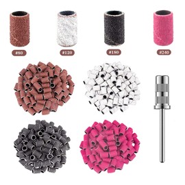 luckaide Sanding Sleeves Nail Cutter, Pack of 100 Sanding Sleeves, Sanding Caps Nail Cutter Attachments, Grit 80/120/180/240 Sanding Sleeves for Manicure Pedicure