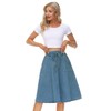 KANCY KOLE Women Casual Jean Skirts Mid Length Drawstring A-Line