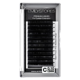 Eyelash Extensions 0.10mm Thickness C Curl Length 12mm Silk Mink Fake Eye Lashes In One Tray                                                          