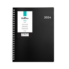 WallDeca Annual Weekly Planner, Weekly & Monthly Planner, Jan 2024 - Dec 2024 | Flexible Cover, Notes Pages, Twin-Wire Binding (2024 (15x20cm))