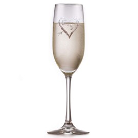 Engraved Champagne Wedding Toasting Flutes, Arrow Heart Initials Gift Set Of 2