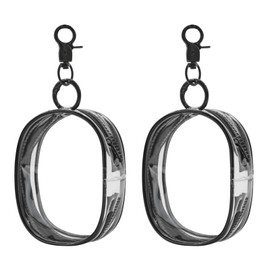 Enkrio 2PCS Mini Clear Makeup Bag Keychain Pouch with Zipper Clear Figure Display Bag Coin Purse Card Holder Data Cable Organizer (Black)