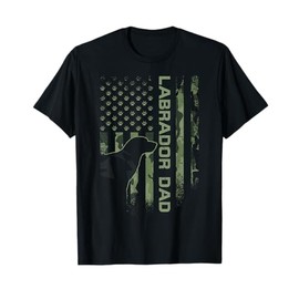 USA Camo Flag Proud Labrador Retriever Dad Lab Silhouette T-Shirt