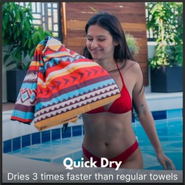 ECCOSOPHY - Toalla de Playa de Microfibra de Secado rápido, Ligera, súper Absorbente, Ideal para alberca, Viajes, cruceros, campamentos Esenciales, extragrandes para Adultos (Cancún)
