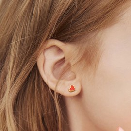 LOLIAS 20G Titanium Heart Love Earrings for Girls Women 14K Gold Plated Cute Tiny Sequins Studs Hypoallergenic Earrings for Girls Cartilage Tragus Screw Back Earrings for Sensitive Ear Piercing