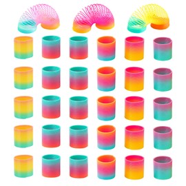 JNGTKL Slinky Toy, 36Pcs Rainbow party bag toys for Kids, Party Bag Fillers, Classroom Rewards, Slinky Toy for Children, 3.5cm Stretchy Coils for Birthday Favors and Stocking Stuffers