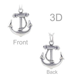 Cape Cod Jewelry-CCJ Anchor Sailor Boat Necklace | 3D Silver-Tone 18"
