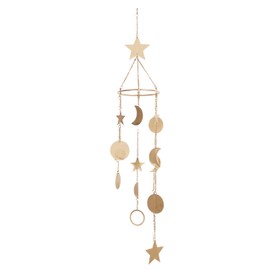 Deco 79 Metal Moon and Star Indoor Outdoor Windchime, 7" x 7" x 39", Gold