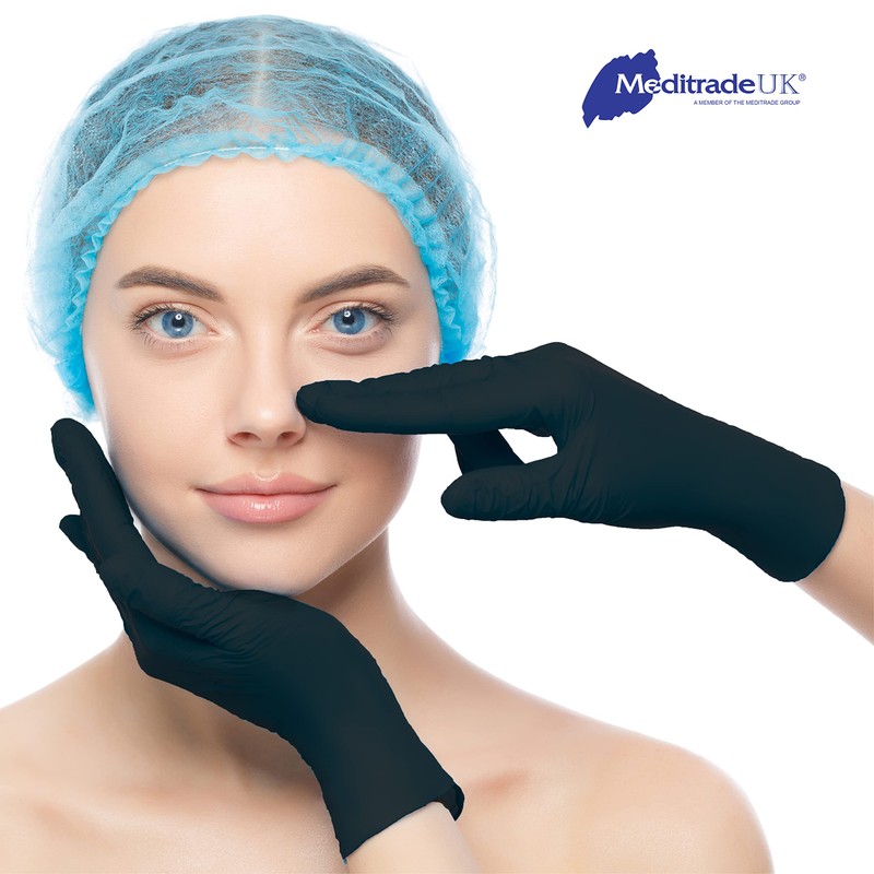 Meditrade 1284M Nitrile Examination Gloves, Black, Medium