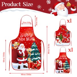 Dwafill Pack of 2 Christmas Aprons, Red Christmas Apron, Cartoon Christmas Apron, Santa Claus Christmas Tree Merry Christmas Dinner Party Kitchen Cooking Apron, red