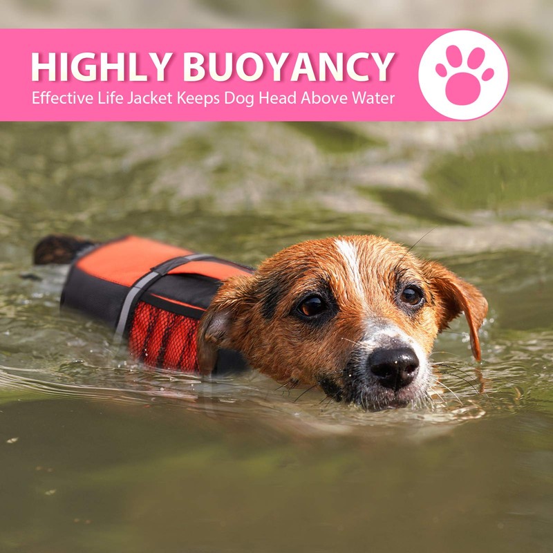 Queenmore Small Dog Life Jacket, Adjustable Pet Life Vest for