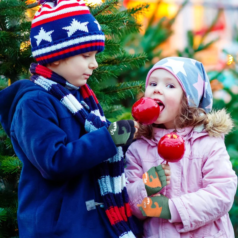 SATINIOR 2 Pairs Winter Kids Fingerless Gloves Toddler Finger Mittens