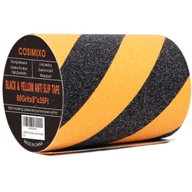 COSIMIXO 8" x 35Ft Black&Yellow Heavy Duty Anti Slip Tape for Stairs Outdoor/Indoor Waterproof Grip Tape Safety Non Skid Roll for Stair Steps Traction Tread Staircases Non Slip Strips