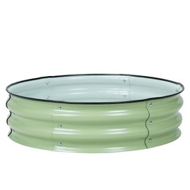 Aoodor 9" Tall Aluzinc Metal Raised Garden Bed, 30" Round Outdoor Planter Box for Vegetables, Flowers, and Herbs, Olive Green