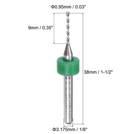 sourcing map PCB Drill Bits 0.95mm Tungsten Carbide Rotary Tool Jewelry CNC Engraving Print Circuit Board Micro Drill Bits 1/8 Inch Shank 5 Pcs