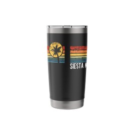 Siesta Key Florida Retro Sunset Distressed Style Design Stainless Steel Insulated Tumbler