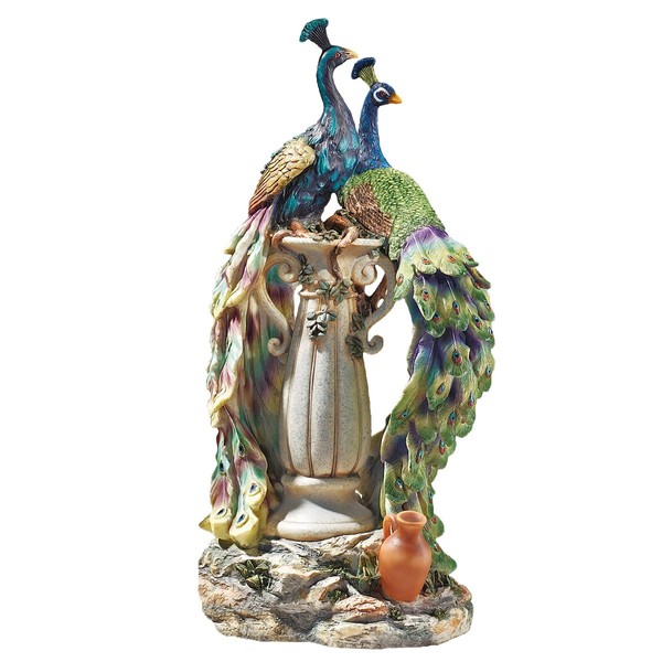 Design Toscano KY69768 Peacocks in Paradise Home Decor Statue, 19 Inch, Full Color