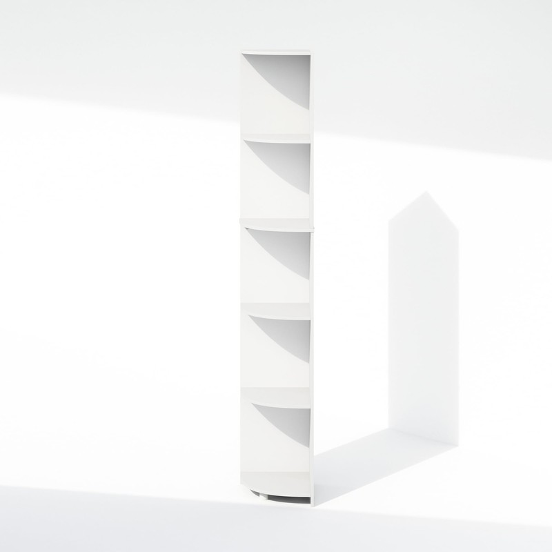 Furinno Basic 5-Tier Corner Multipurpose Standing Shelf, White