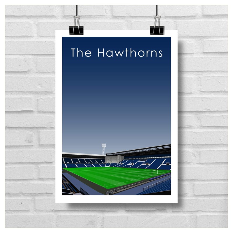 GroundDesigns WEST BROM Football Gift THE HAWTHORNS Stadium Art Unframed