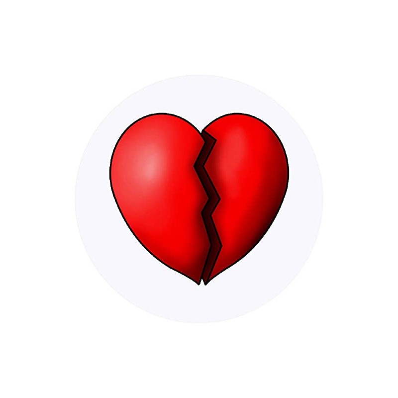 24 x 40mm Round 'Broken Heart' Stickers (SK00044908)