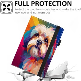 Pudiceva Universal 10 10.1 Inch Android Tablet Case,Slim Folding Stand Cover for All 9"-10.5" Touchscreen Tablet Case with Stylus Pen Holder,Dog 01