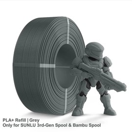 PLA/ PLA+/PLA META 1KG Standard Filament Neatly Wound 1.75mm ±0.02mm Accuracy Springtok for Easter day Mother‘s day gift print for fun:_PLA+ Refill | Grey 