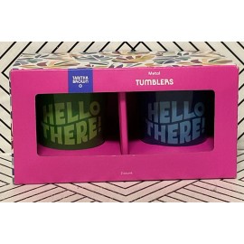Tabitha Brown 🥥 Tabitha Brown 2pk 12oz Enameled “HELLO THERE” Cup Set Metal Tumblers