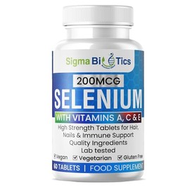Selenium with Vitamins A, C & E - Promotes Healthy Hair, Skin & Nails - Supports the Immune System - Superior Absorption Formula - Vegan and Gluten Free - 60 Tablets for 2 Months Supply