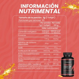 Omega 3 1000mg Nuboost 30 Cápsulas Aceite De Salmon Puro