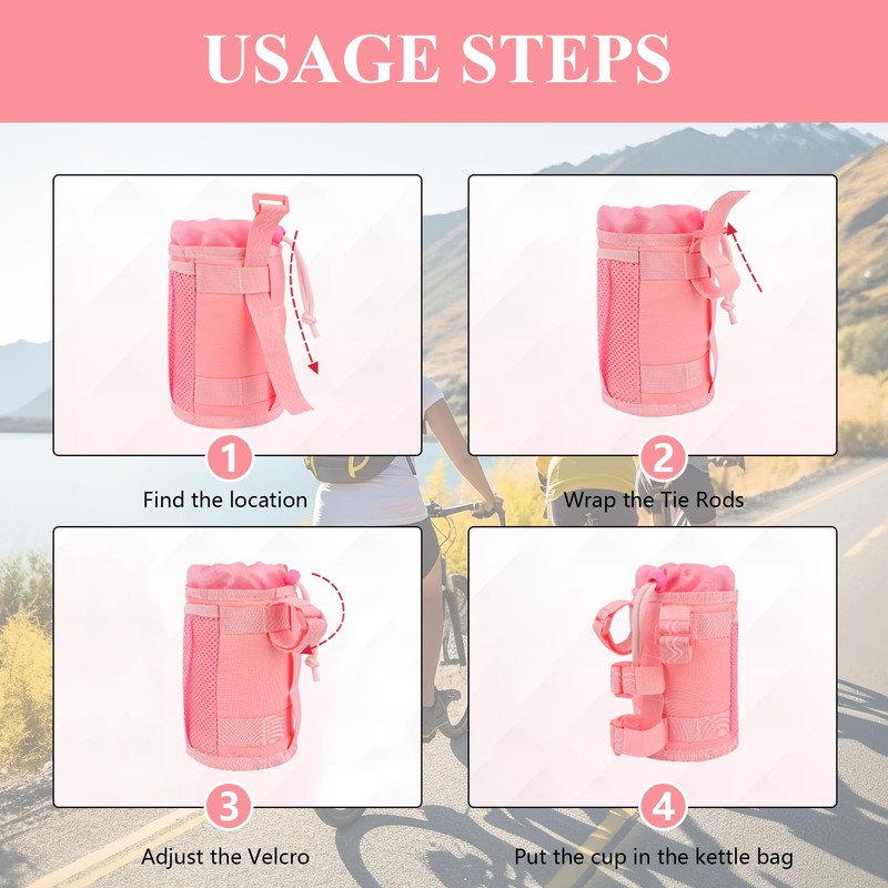Janety Bottle Holder Bicycle, Bicycle Drink Holder with Mesh Pocket